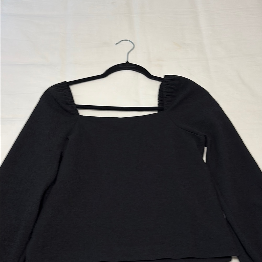 Madewell Black Ruched Long Sleeve Blouse
